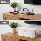 Set of 2 Cable Management Box, Handwoven Cord Hider Box with 3 Open Slots - Image 5