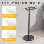 BESy Toilet Paper Holder Stand Bathroom Tissue Free Standing Bronze - Image 3