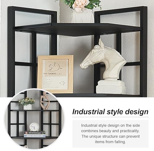 HOMISSUE Corner Shelf, 6 Tier Tall Narrow Bookshelf 76.9", Industrial Corner Bookcase with Storage for Home Office Living Room and Bedroom, Black - Image 6