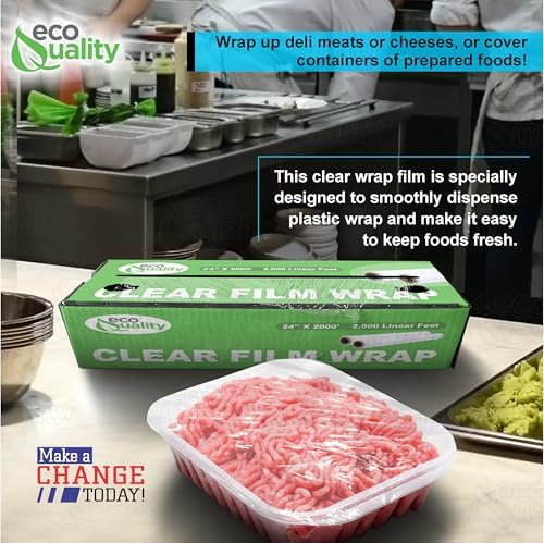 24" x 2000FT Clear Cling PE Food Wrap, Plastic Cling Wrap with Dispenser Cutter Box - BPA Free, Food Safe, Plastic Film Roll, Microwave & Freezer Safe Stretch Wrap for Food Service & Home Use (2) - Image 6