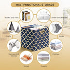Posprica 13x13x13 Storage Cube Bins, Collapsible Storage Bins Fabric Storage Cubes Organizer Baskets Box Drawers for Shelves, Closet, Wardrobe, Bookshelf Blue/Gold Lantern, 4 Pack - Image 4