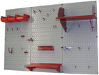 Wall Control Pegboard Organizer 4 ft. Metal Pegboard Standard Tool Storage Kit with Gray Toolboard and Red Accessories - Image 2