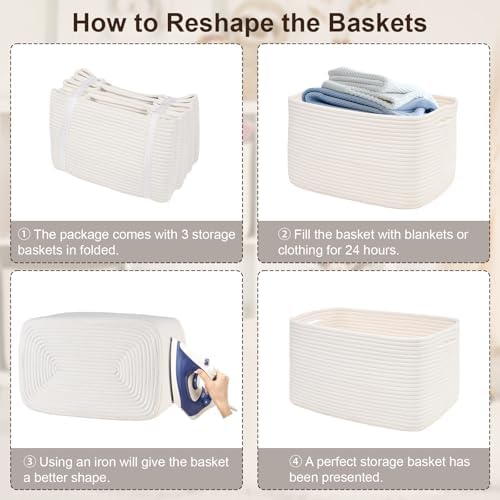 Baskets for Organizing,Storage Baskets,3 Pack Baskets for Shelfves,15"×10"×9" Woven Basket,toy storage bins,bins for organization - Image 6