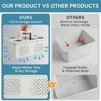 KMV Dorm Room Portable Shower Caddy with Adjustable Compartments - Ventilated Drainage Design with Handles, Perfect Toiletries Organizer for College Dorms-gray - Image 5