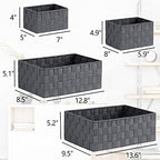 Posprica Woven Storage Baskets for Organizing 6 Pack, Large&Small Storage Cube Bins Set for Bathroom, Storage Boxes Container for Drawer, Closet, Shelf, Dresser, Dark Grey - Image 4