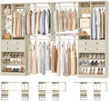 Besiost Closet System - 120"/10FT, 151.2"/12.6FT Closet System with Drawers, Built-in Closet Organizer System with Reversible Hanging Shelving and Hanging Rods, Greige Oak Set of 2 by Besiost