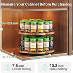 SNTD 2-Tier Lazy Susan Spice Rack Organizer for Cabinet, Wood, 10 in - Image 2