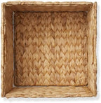 Casafield 10.5" x 10.5" Water Hyacinth Storage Baskets, Natural - Set of 2 Collapsible Cube Organizers, Woven Bins for Bathroom, Bedroom, Laundry, Pantry, Shelves - Image 6