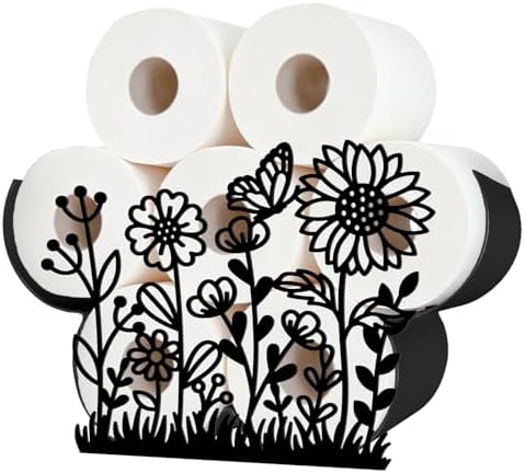 Wildflower Toilet Paper Holder Wall Mount/Stand for Extra 8 Rolls by WHIMSTITCH