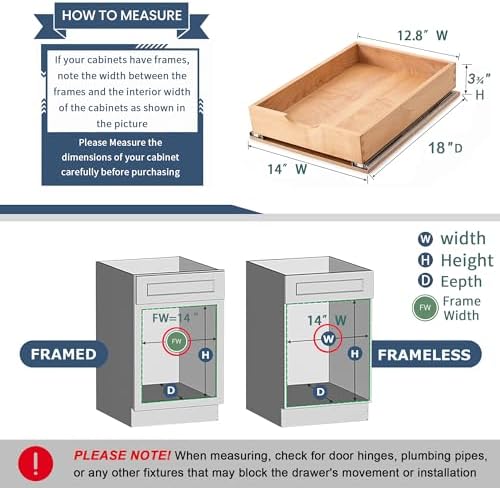 Pull Out Cabinet Drawers - 6x2 Size Options (12-23'W,18-21'D), Pre-Assembled with Soft Close Slides, Solid Beechwood, Easy Installation(14'W x 18'D) - Image 2