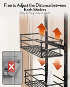 Orimade Over the Door Shower Caddy Adjustable 5 Tier Black,Bathroom Hanging Organizer Shelf Rustproof with 4 Hooks,Shower Basket with Soap Holder and Suction Cup - Image 2