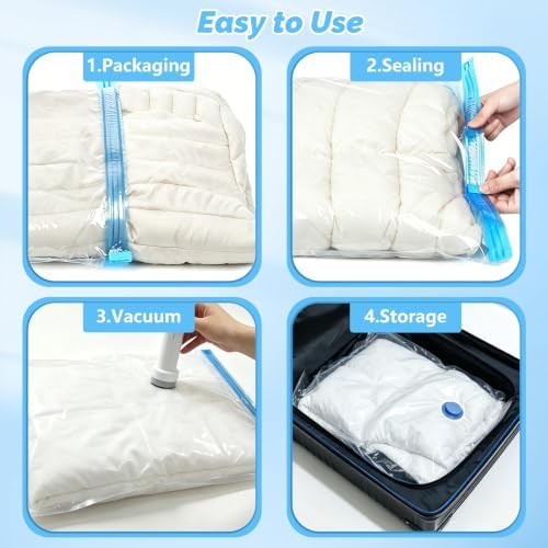 20 Pack Travel Vacuum Storage Bags with Rechargeable Wireless Pump, Vacuum Seal Bags for Clothes, Space Saver Compression Bags in 5 Carry-On Sizes for Luggage, Bedding & Seasonal Storage - Image 5