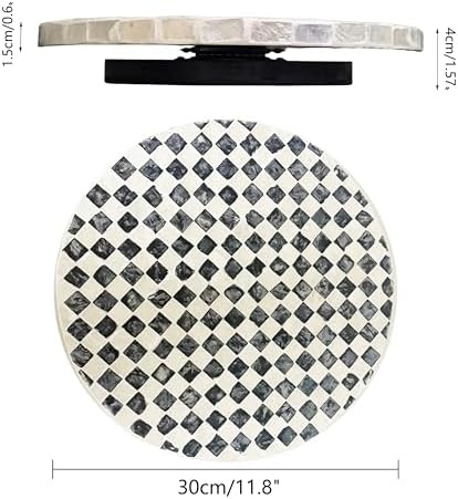 12-Inch Mother of Pearl Lazy Susan for Table Top, Black & White - Image 3