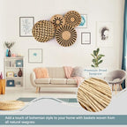 Woven Wall Basket Decor with Included Wall Hooks - Set of 4 Rattan Hanging Natural Seegrass Handmade Round Large Boho Wall Baskets Perfect Rustic Home Decoration for Kitchen Bedroom Living Room - Image 3