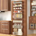 Moforoco White Over The Door Pantry Organizer, Pantry Organization and Storage, Metal Hanging Spice Rack Shelves Door, Seasoning Shelves, Laundry Room Organization, House and Kitchen Essentials by MOFOROCO