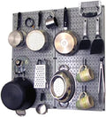 Wall Control Kitchen Pegboard Organizer Pots and Pans Storage Rack Organization Kit with Grey Pegboard and Black Accessories by Wall+Control