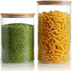 Large Glass Storage Containers with Bamboo Lids for Flour & Sugar, 2 Pack by HomArtist