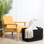 MINTWOOD Design 22in Extra Large Blanket Basket Holder Living Room, Rectangle Rope Woven Storage Basket with Handles for Laundry, Pool Towels, and Shoes, Dog Toy Organizer Bin Box, Full Black - Image 5