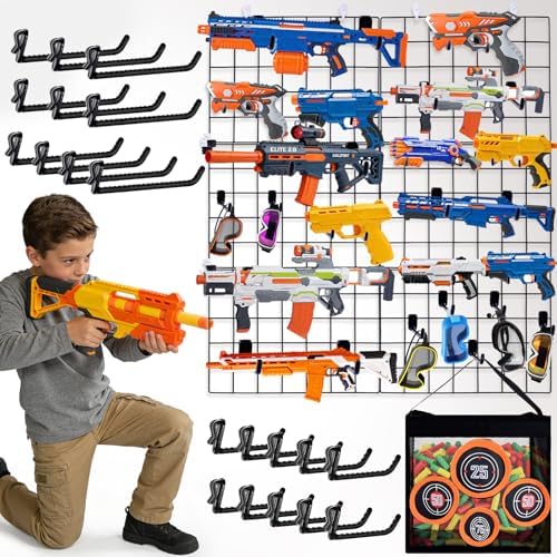 Wall Mount Toy Gun Storage Organizer with Bag,Organizer for Toy Gun by FOGWOWO