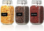ComSaf Square Glass Jars with Airtight Lids 51 oz 3 Pack Wide Mouth by ComSaf
