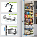 9-Tier Over Door Storage Rack, Heavy Duty Metal Hanging Organizer for Kitchen, Black - Image 2