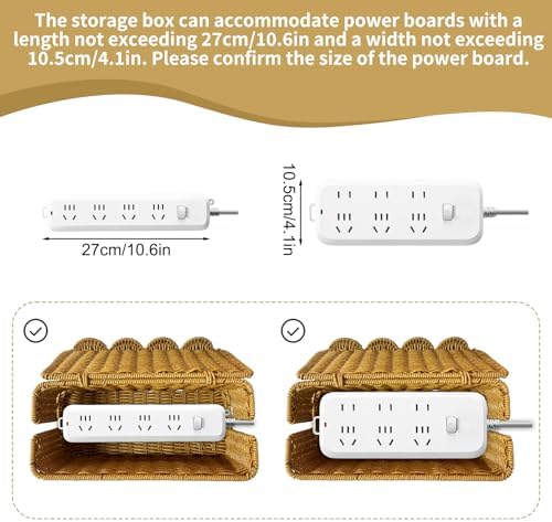 2 Pack Scalloped Edge Cable Management Box Handmade, Plastic Rattan Cable Organizer Box to Hide Wires, Under Desk Cord Organizer for Home TV Wires Computer Router USB Hub Strips (2 Open Slots) - Image 3