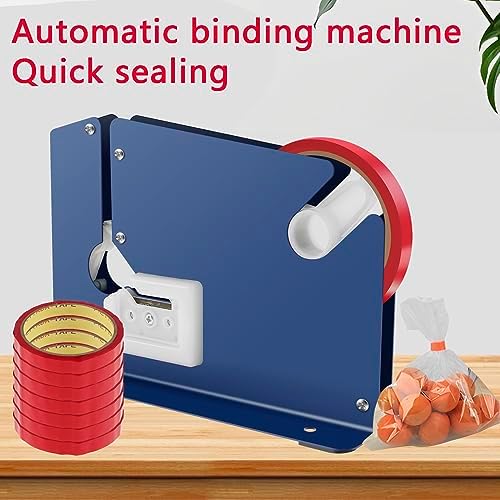Tape Bag Sealer with 7 Bag Sealing Tape Manual Bag Sealer Metal Taper Dispenser with Trimmer Cutter Anti-Slip Supermarket Store Bag Sealing Machine for Home Bakery Supermarket - Image 2