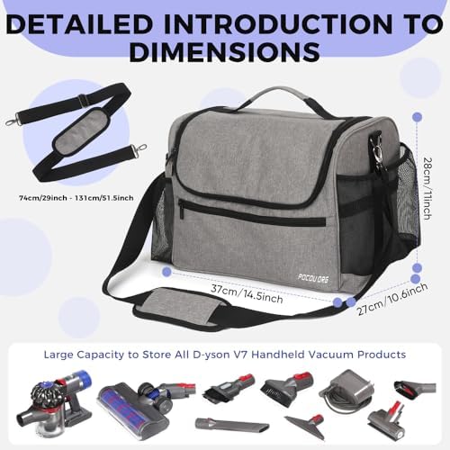 Car+Boat Vacuum Storage Bag Compatible with Dyson V7 - V15 – Organizer Case for Cordless Handheld Vacuum & Accessories, Travel Carrying Bag with Adjustable Dividers for Home, Car, RV & Garage (Gray) - Image 6