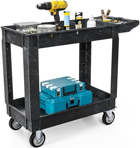 DWVO 40 x 17 in Heavy Duty Rolling Utility Cart on Wheels Black by DWVO