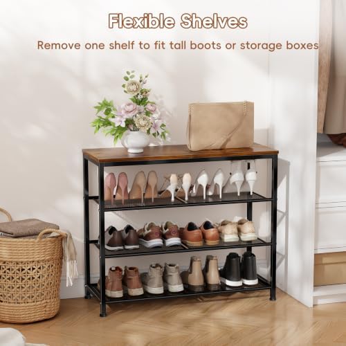 4 Tier Metal Shoe Rack for Entryway, 31" Wide Shoe Storage Organizer - Image 7