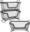 LOTTS Stackable Wire Basket, Metal Pantry Basket, Storage Organizer Bin with Handles, Fruit Basket for Kitchen Cabinets, Pantry, Closets, Bedrooms, Bathrooms (12.66.57.6") - 3 Pack by LOTTS