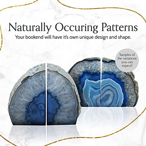 Nature's Decorations Blue Agate Bookends - A-Quality Small Heavy Duty Geode, Navy & Cobalt Office Decor Accents, Unique Crystal Gift, 1 Pair (2-3 lbs) - Image 5