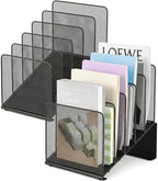 LEKETREE File Organizer for Desk, File Folder Organizer with 5-Section Vertical Rack, Suitable for Home Office Document Organization and Storage(Black 2-Pack) by Stylishworkspaceeffortlessorganization