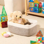 MiniArk Small Storage Baskets for Organizing | Closet Organizer Bins | Shelf Toy Basket | Woven Rope Baskets | Cube Decorative Box | Shallow Basket | 13x8.5x5.1” | 4 Packs White Brown - Image 4