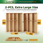 BAMOTTO CRAFTBAMBOO 13 Slot V-Shaped Bamboo Drawer Organizer Set of 2 - Image 2