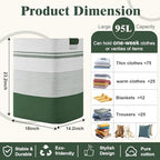 Laundry Hamper, 95L Tall Laundry Basket with Leather Handles, Rectangle Large Clothes Hamper for Organizing, Cotton Woven Laundry Baskets Storage Hampers for Bedroom, Nursery, Living Room - Image 3