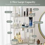 Aveniee Corner Bathroom Counter Organizer, Bathroom Countertop Shelf Makeup Organizer for Vanity Perfume Tray for Corner Storage (3 Tiers, Grey) - Image 2