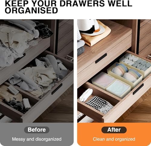 DIMJ Drawer Organizer Clothes 18 Pack - Foldable Baby Organizers and Storage & Dresser Organizer for Bedroom, Closet - Nursery Organization Dresser Dividers for underwear, Sock,Bra, Belt, Tie, Beige - Image 5