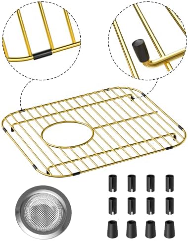 SANNO Sink Bottom Grid for Kitchen, Sink Protectors with Rear Drain Hole for Double Sink,Stainless Steel,13" L x 11.6" W - Image 7