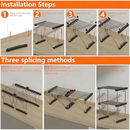 BLULEE Expandable Under Sink Organizer, 2-Tier Adjustable Storage Shelf - Image 6