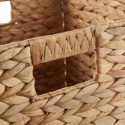 Casafield 10.5" x 10.5" Water Hyacinth Storage Baskets, Natural - Set of 6 Collapsible Cube Organizers, Woven Bins for Bathroom, Bedroom, Laundry, Pantry, Shelves - Image 5