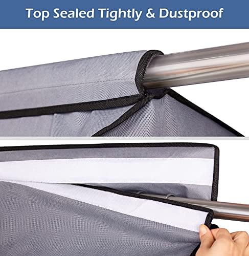 SLEEPING LAMB 60'' Hanging Garment Bags for Closet Storage Sealed Completely Jackets Coats Suits Clothes Rack Cover for Wardrobe with Clear PVC Window, 2 Packs, Grey (Hanging Rod Not Included) - Image 3