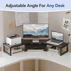 Dual Monitor Stand Riser, Desk Organizers and Accessories with Drawer, Computer Monitor Stands for Desk, Adjustable Desktop Shelf for PC Laptop Printer TV, Black - Image 5