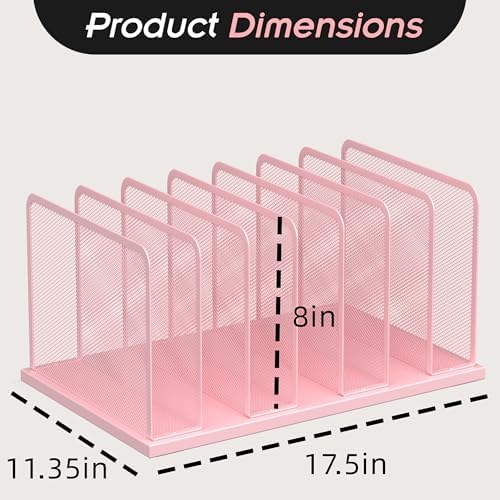 Kuntine.B 7-Section Upright Desk File Organizer Pink 2 Pack - Image 2