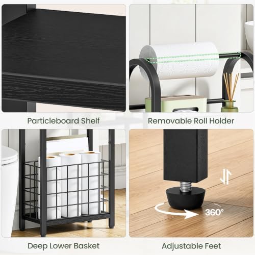CHOEZON Freestanding Toilet Paper Holder with Storage Shelf and Basket - Image 5