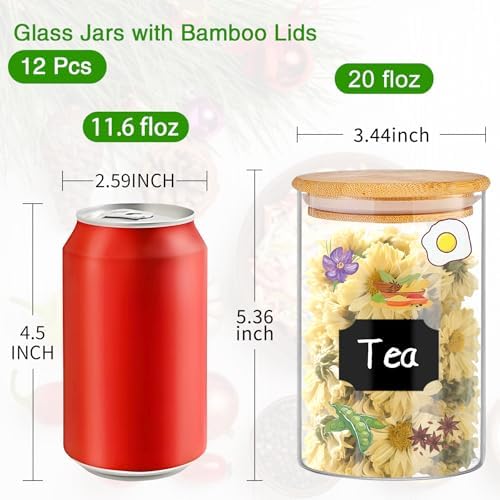 BGraceyy Glass Jars with Bamboo Lids 20 oz, 12 Pcs - Image 2