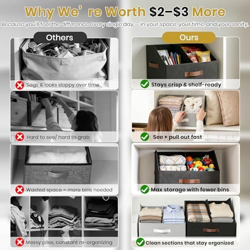 HOMELUX THEORY Closet Organizers Storage, Small Collapsible Bin 6pc, Black - Image 6
