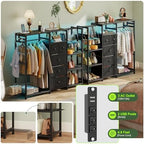 YOSHOOT 55" Dresser with Hanging Rack & Purse Organizer, Closet Dresser - Image 6