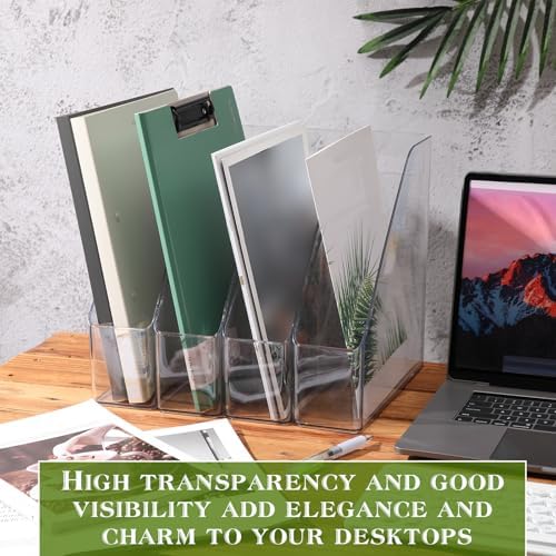 Marsui 6 Pcs Clear Acrylic Magazine Holder with Handle Desk Organizer - Image 5