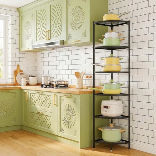 6-Tier Kitchen Corner Pot Rack, Floor Standing Corner Shelf - Image 4